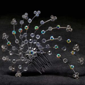 Hair Comb - Peacock - Crystal/AB Mixed